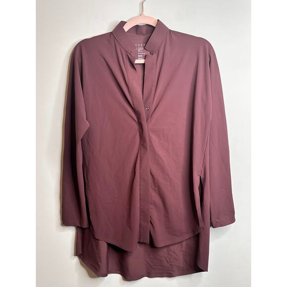 Aday Something Borrowed shirt in Merlot. - Picture 1 of 6